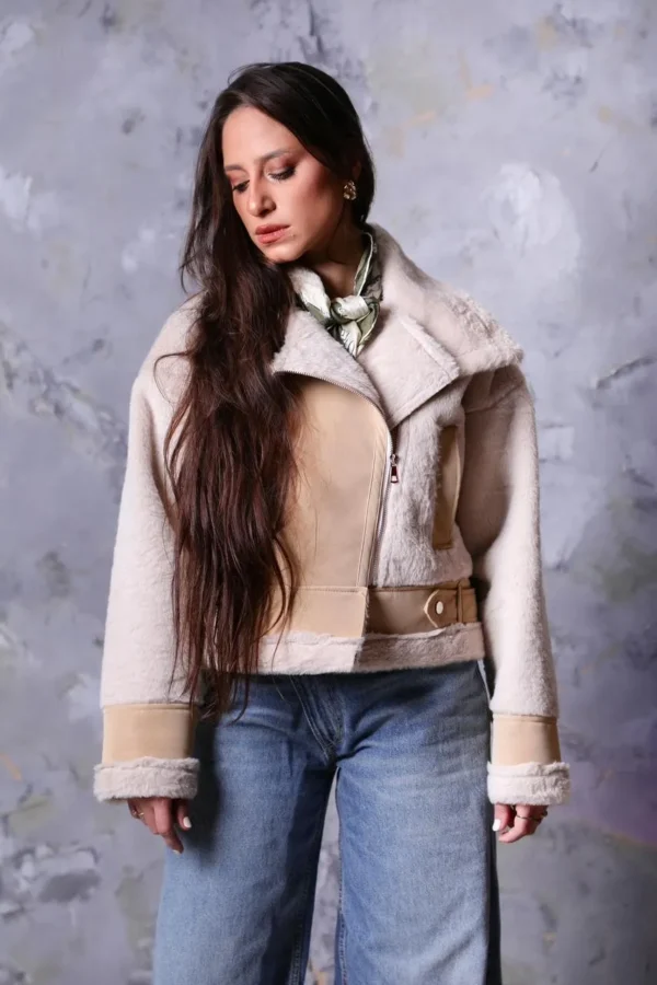 suede Leather Beige Jacket